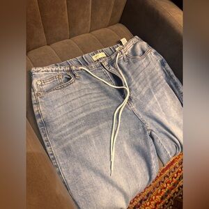 Oat New York Light Blue Denim Jeans with Contrast Stitching
